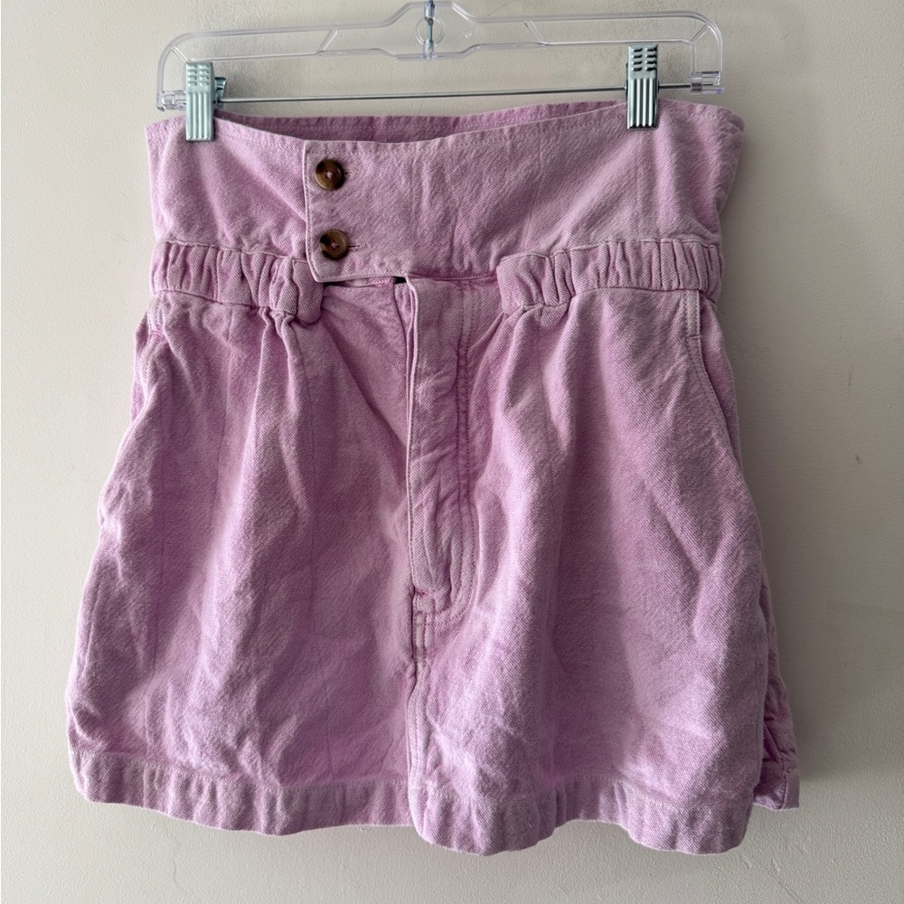 Free People High Waisted Paperbag Button Skirt Pink Mauve Purple